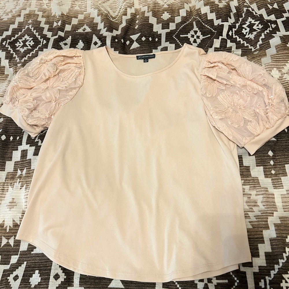 Elegant Cream Blouse with Lace Sleeves